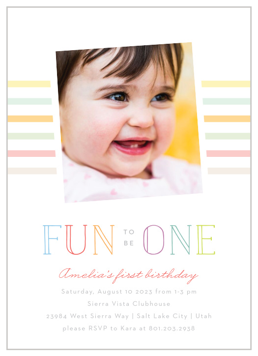 Can you believe your little one is already one? Celebrate with our Fun to be One First Birthday Invitations!