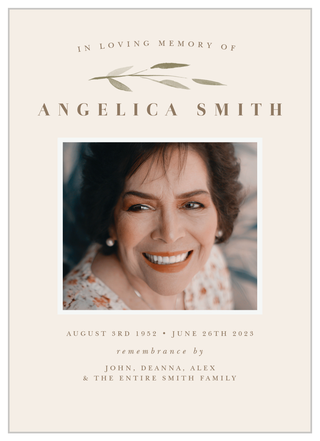 Watercolor Branch Memorial Announcements