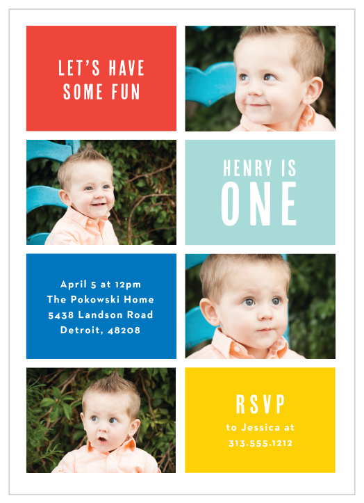 We're sure your child's first year was just as bright and colorful as our Color Quad First Birthday Invitations!