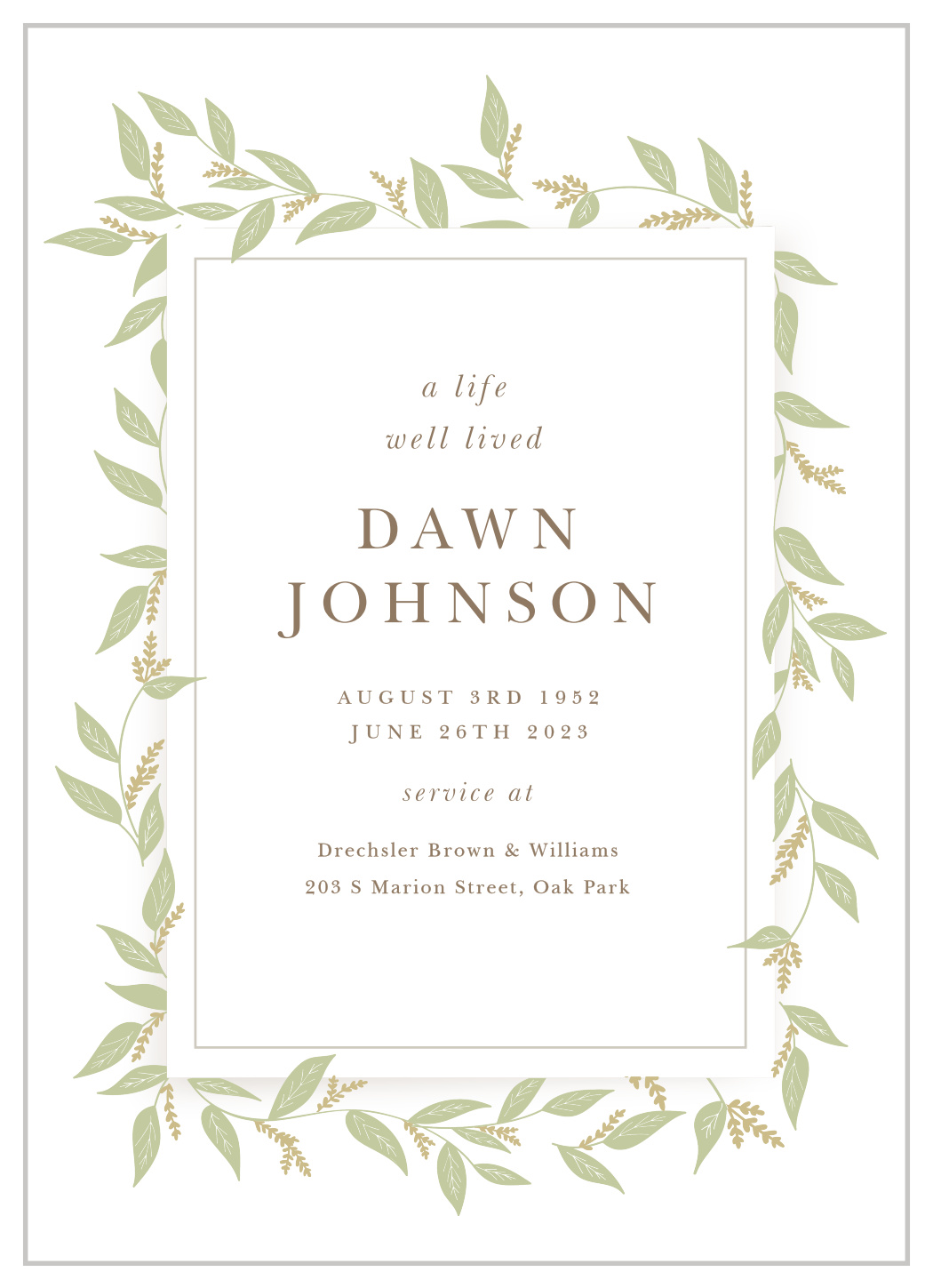 Greenery Frame Memorial Programs