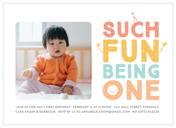 Our Doodle Fun First Birthday Invitations are perfect for bringing family and friends together to celebrate your free-spirited little one!