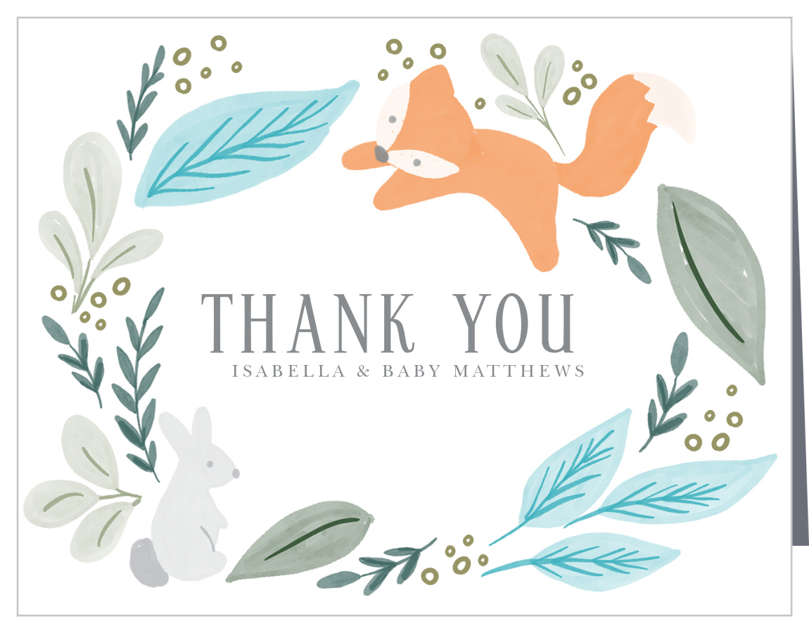 Woodsy Wreath Baby Shower Thank You Cards