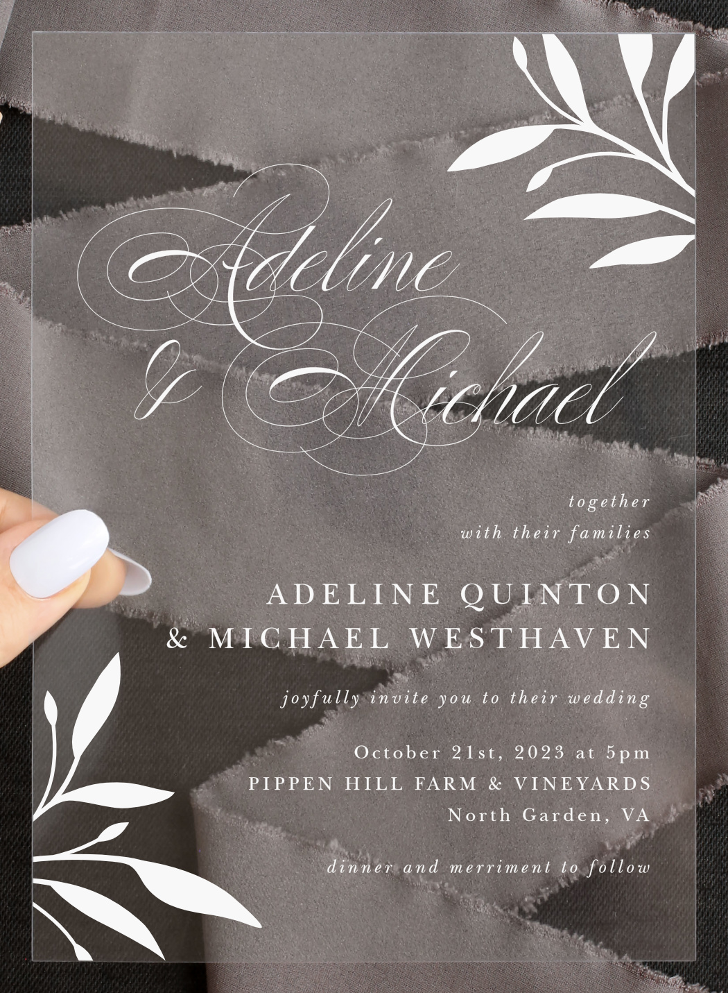 Delicate Greenery Clear Wedding Invitations