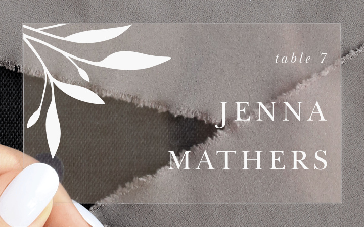 Delicate Greenery Clear Place Cards