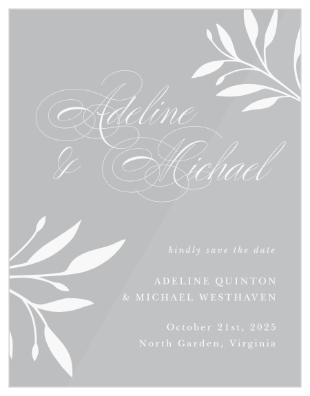Be sure family and friends will mark their calendars for your special day with our Delicate Greenery Clear Save the Date Cards. 