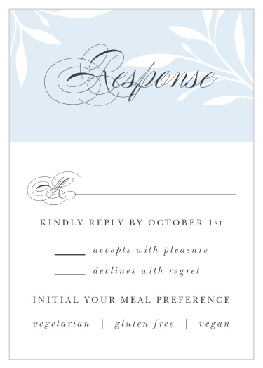 Get a headcount of all of your family and friends that plan on making it to your special day with our Delicate Greenery Response Cards. 