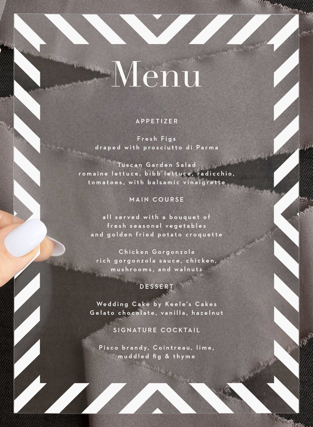 Boldly Striped Clear Wedding Menus