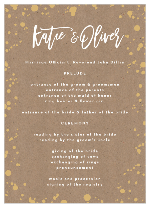 Classic Kraft Wedding Programs