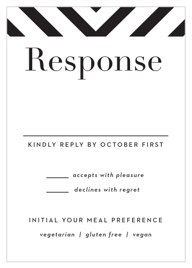 Our Boldly Striped Response Cards are perfect for gathering a headcount of everyone that plans to make it to your special day.