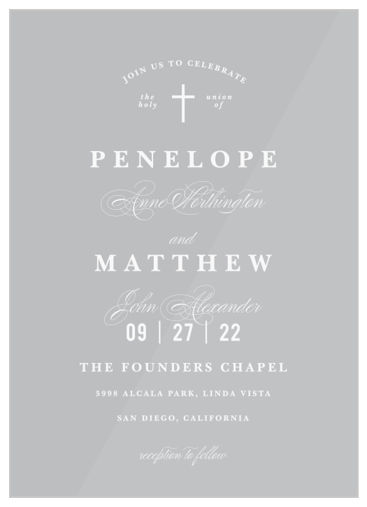 Holy Union Clear Wedding Invitations