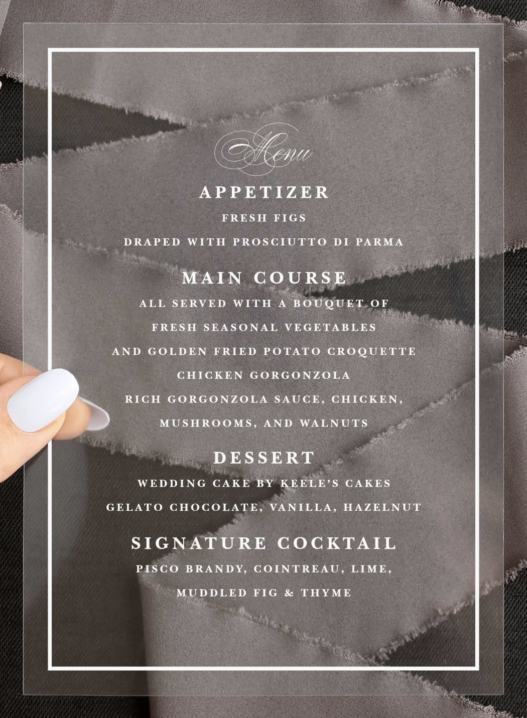 Holy Union Clear Wedding Menus