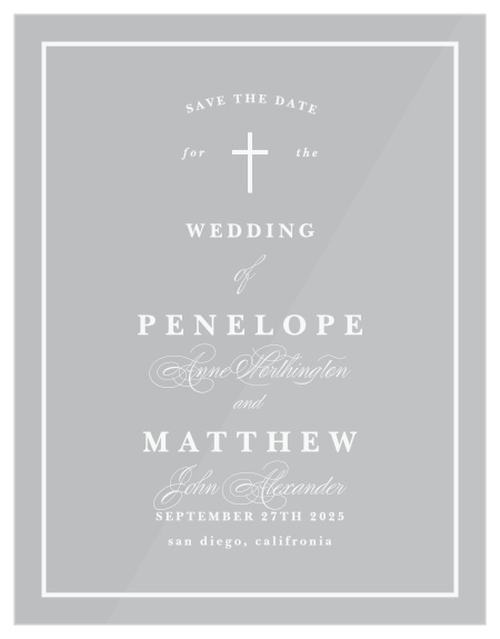 Have all of your up-and-coming party guests mark their calendar for your special day, by sending out our Holy Union Clear Save the Date Cards!