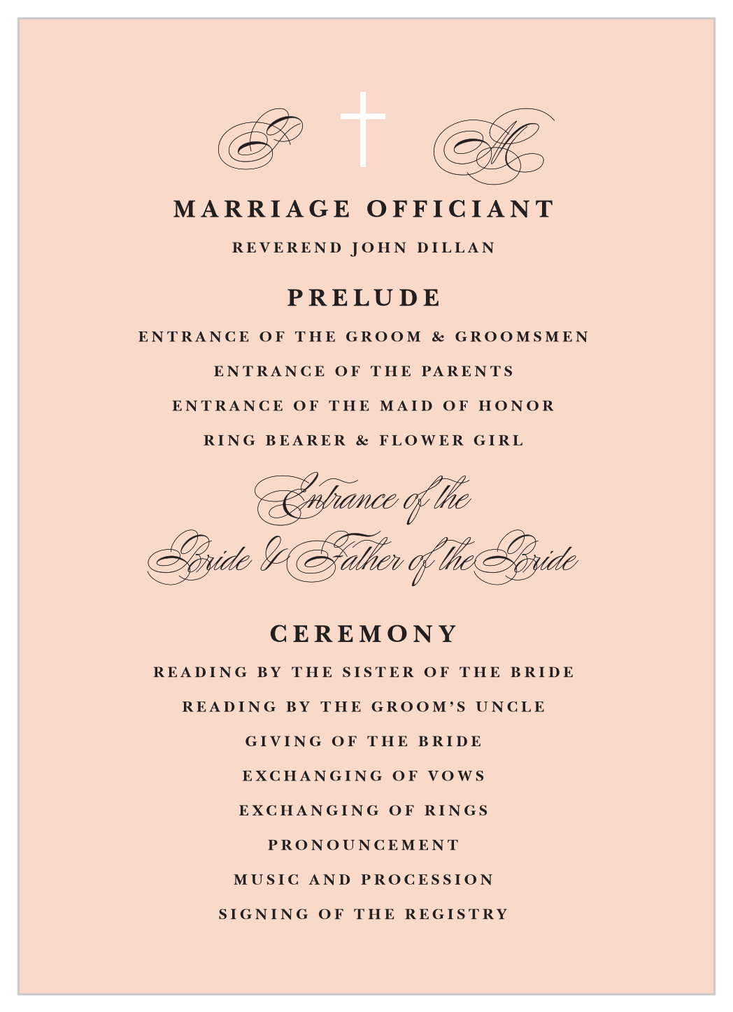 Holy Union Wedding Programs