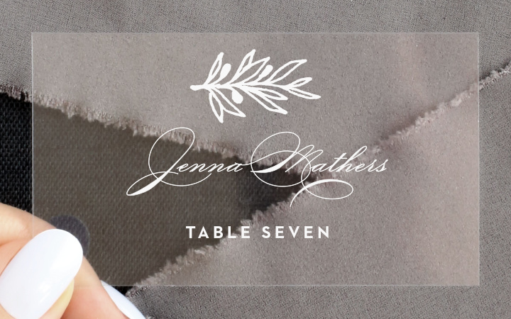 Monogram Sprig Clear Place Cards