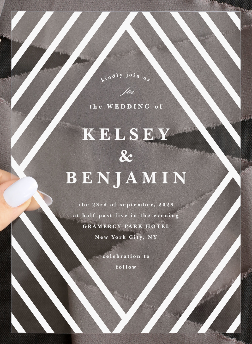 Modern Overlap Clear Wedding Invitations