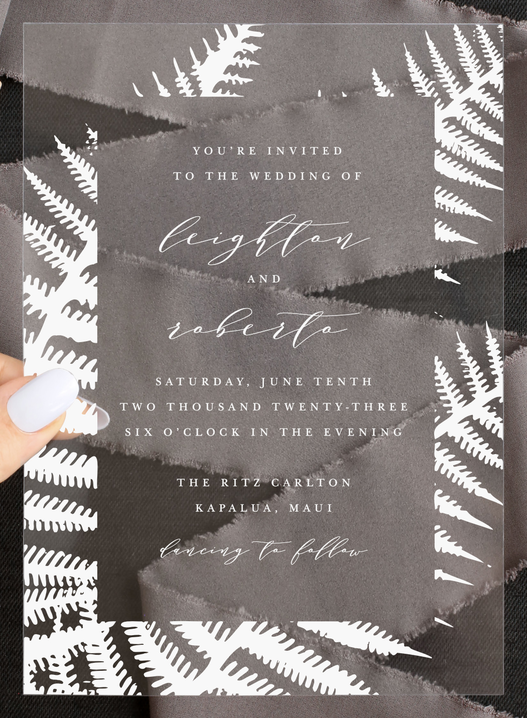 Love Fern Clear Wedding Invitations
