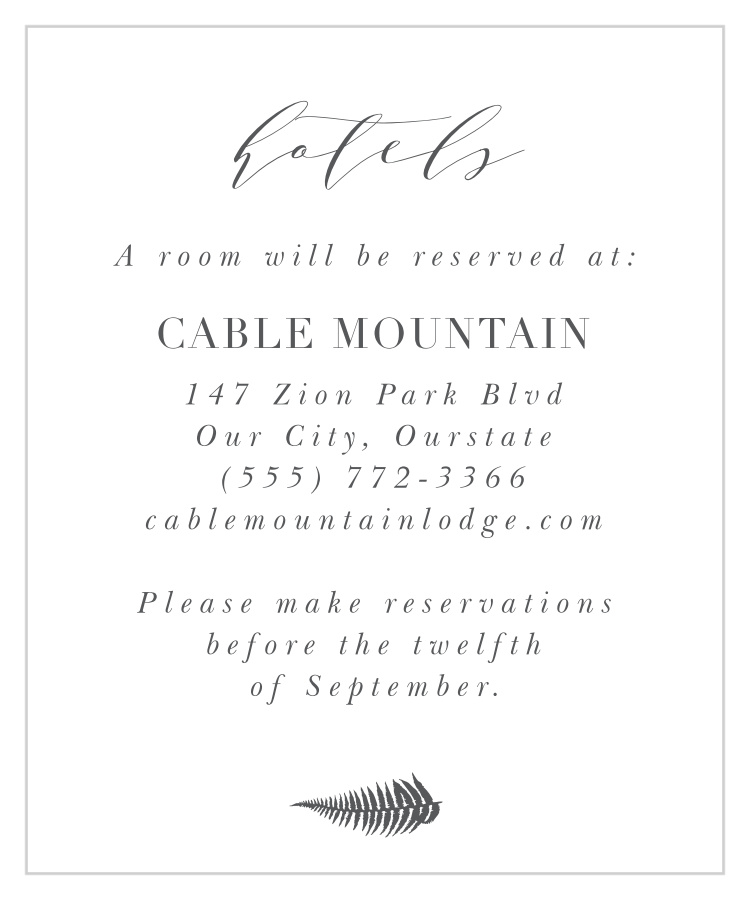 Love Fern Accommodation Cards