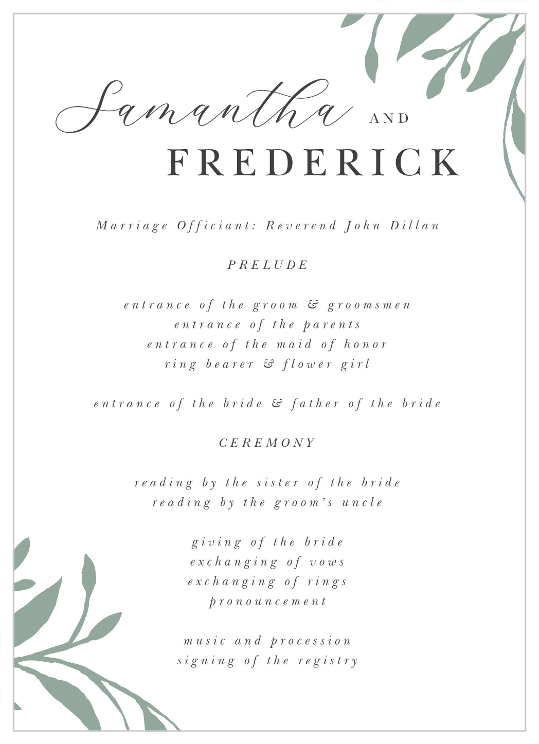 Rustic Sketch Wedding Programs