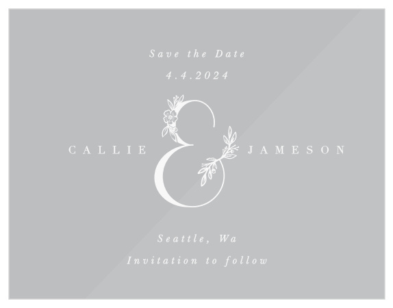 Share your wedding information in modern, simplistic fashion with our Mallow Ampersand Clear Save the Date Cards.