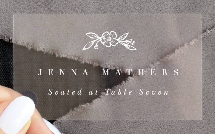Mallow Ampersand Clear Place Cards