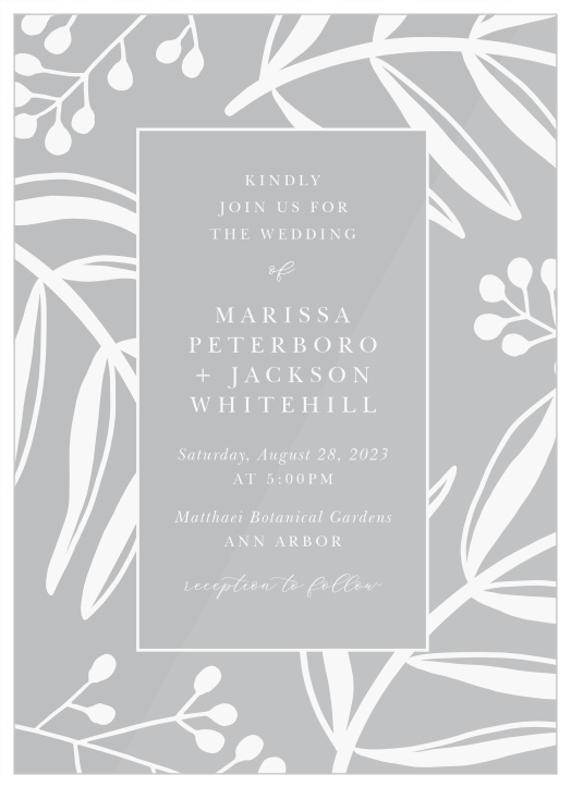 Stamped Foliage Clear Wedding Invitations