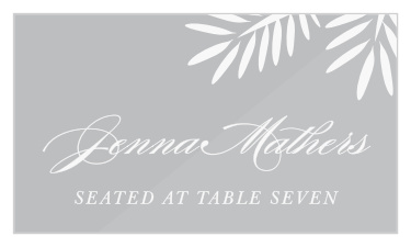 Our Frame of Fronds Clear Place Cards guides family and friends to their seats for your wedding reception. 
