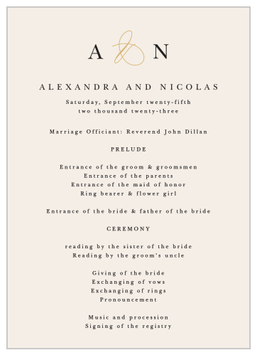 Modern Monogram Wedding Programs