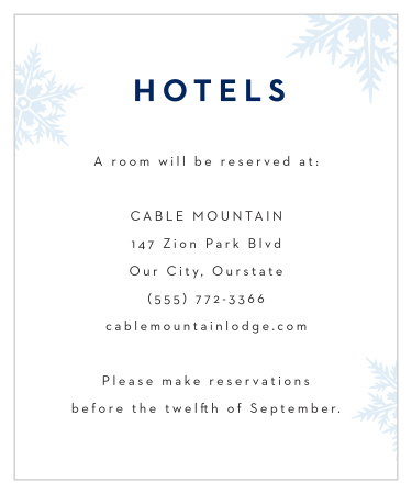 Stunning Snowflakes Accommodation Cards