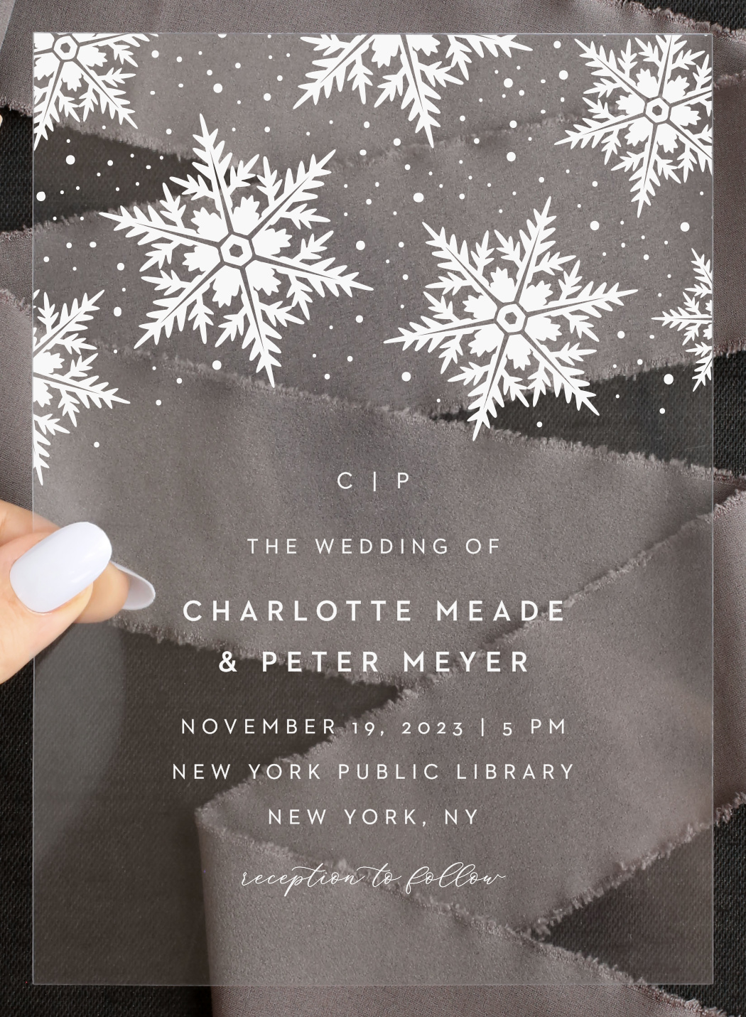 Stunning Snowflakes Clear Wedding Invitations