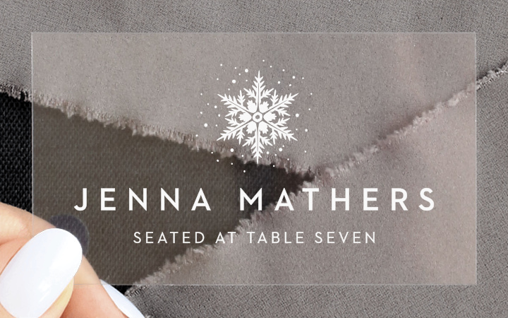Stunning Snowflakes Clear Place Cards