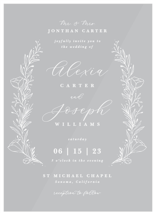 Our Tulip Wreath Clear Wedding Invitations are the perfect way to surround yourself with your loved ones for your wedding fun!