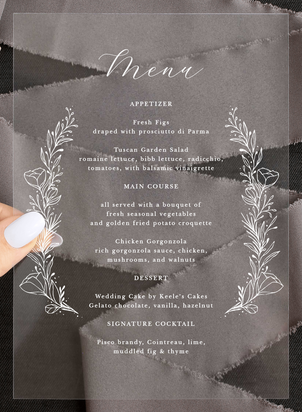 Tulip Wreath Clear Wedding Menus