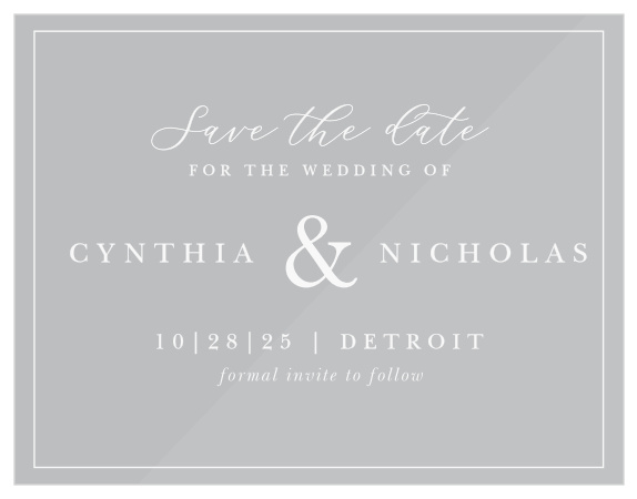 Family and friends are sure to mark their calendars for your special day when you send out our Delicate Devotion Clear Save The Date Cards.
