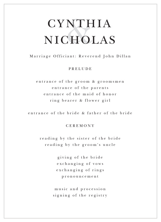 Walk family and friends through the order of events of your ceremony with our Delicate Devotion Wedding Programs.