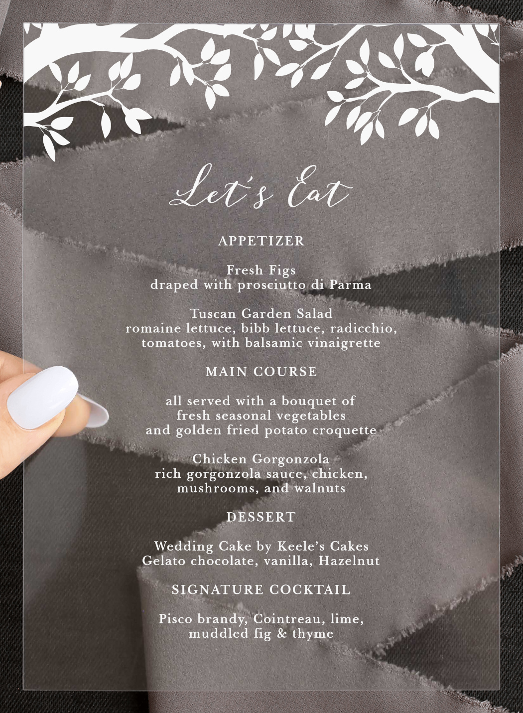 Rustic Tree Clear Wedding Menus