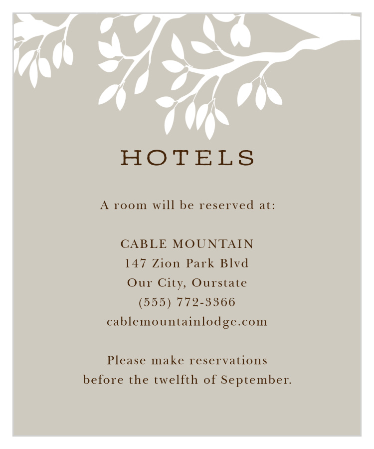 Rustic Tree Accommodation Cards
