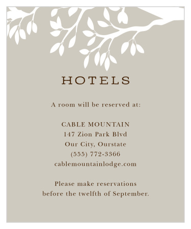 Rustic Tree Accommodation Cards