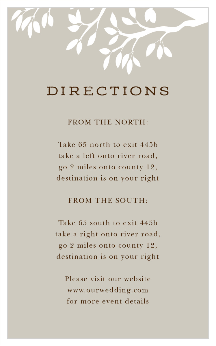 Rustic Tree Direction Cards