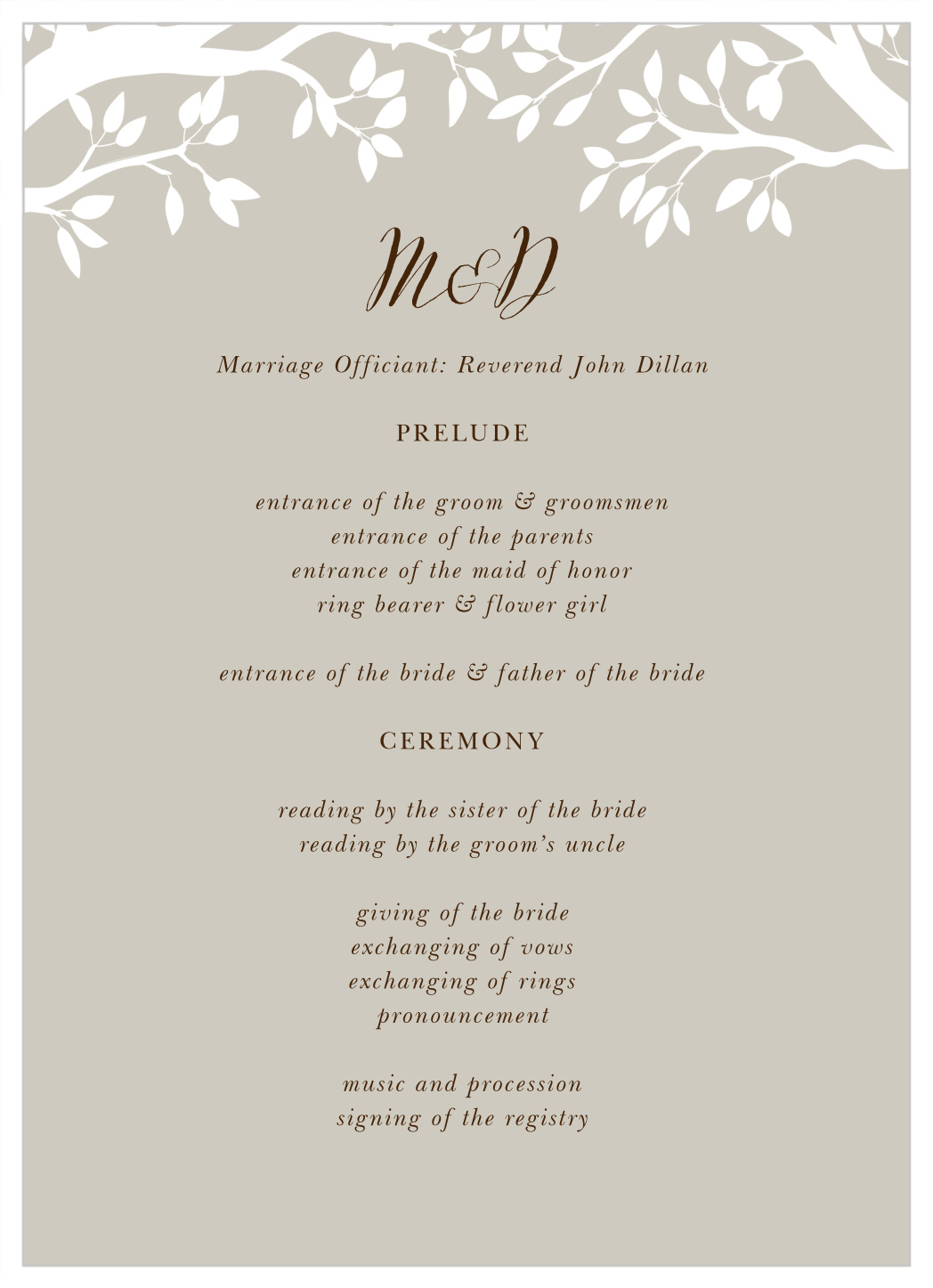Rustic Tree Wedding Programs