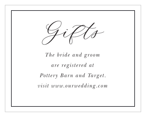 Inform family and friends where you would like your wedding gifts from with our Delicate Devotion Registry Cards.