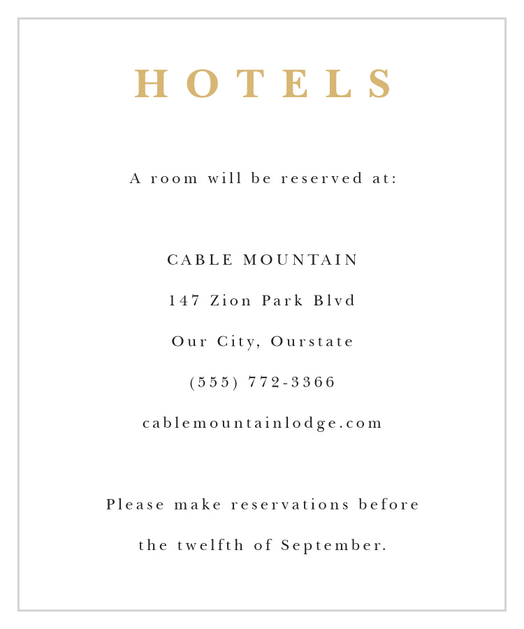 Joyful Union Accommodation Cards