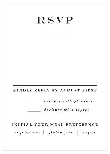 Gather a headcount for everyone that plans to attend your wedding with our Down The Aisle Wedding Response Cards. 