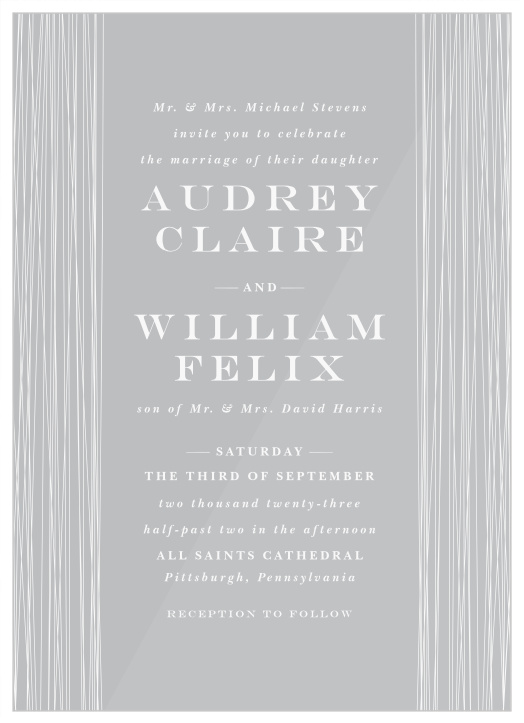 Bring family and friends together to celebrate your union with our Down The Aisle Clear Wedding Invitations.