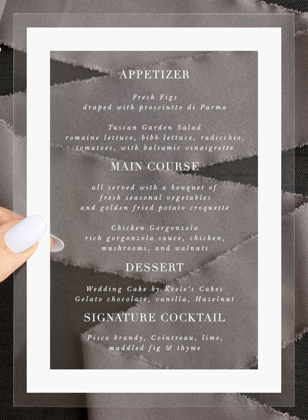 Bold Bordering Clear Wedding Menus