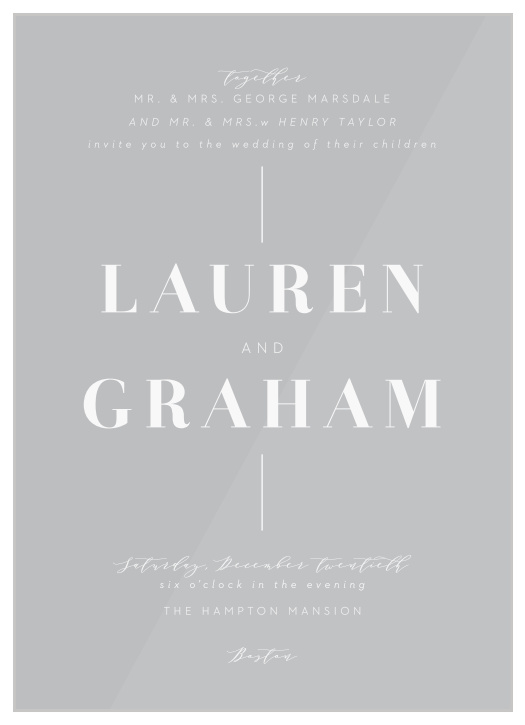 You don't need a lot to stand out. Get our Lined Up Clear Wedding Invitations today!