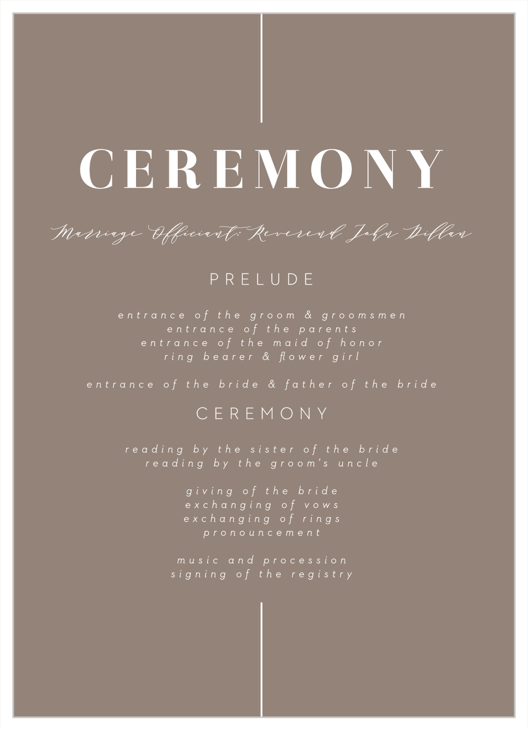 Lined Up Wedding Programs