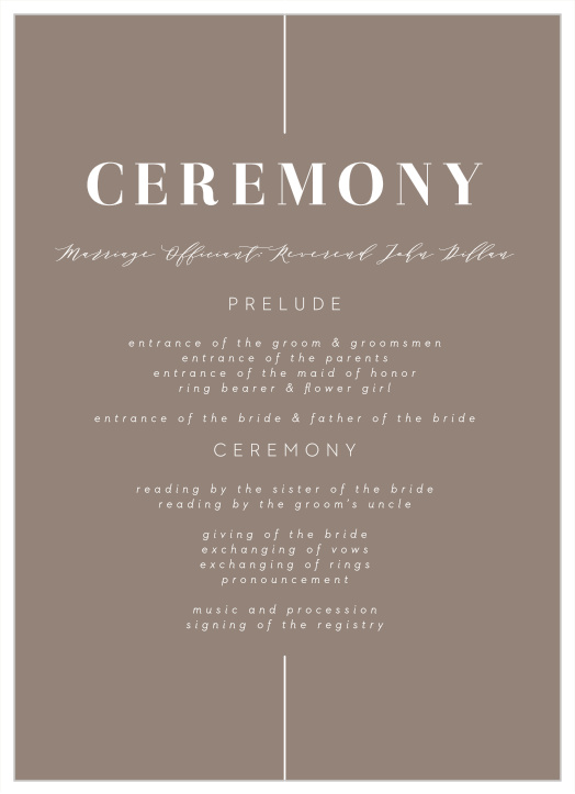 Look no further than our Lined Up Wedding Programs for your wedding day! 