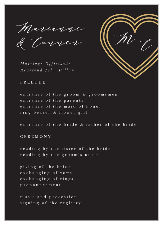 Modern Triple Hearts Wedding Programs