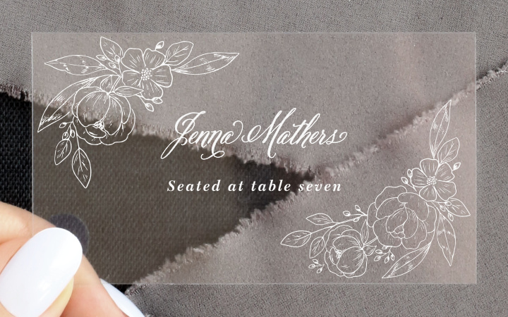 Fine Florals Clear Place Cards