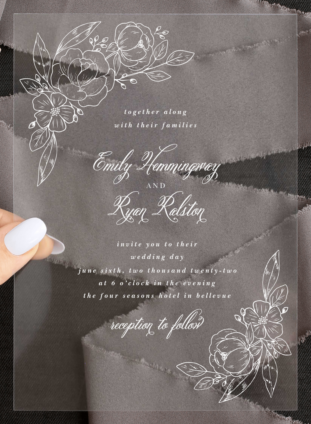 Fine Florals Clear Wedding Invitations